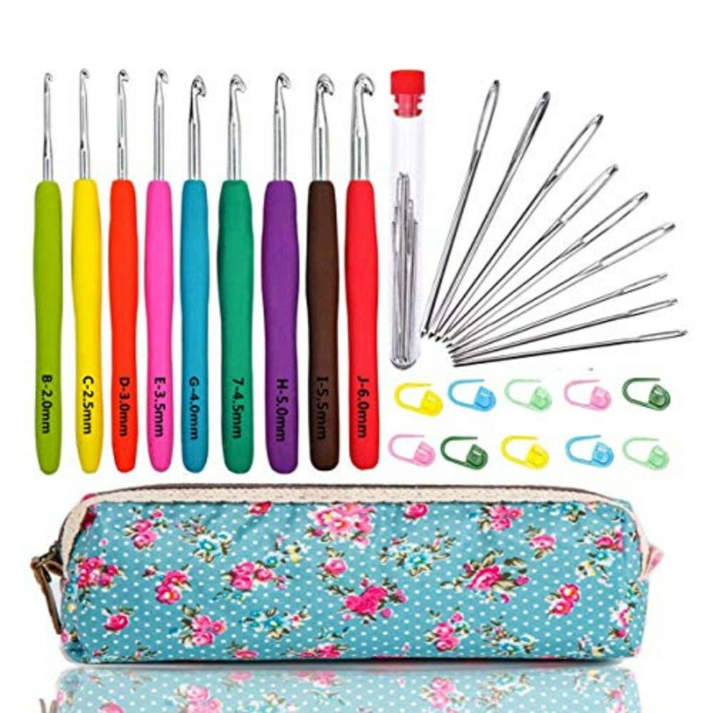 WooCrafts Large-Eye Blunt Needles Yarn Knitting Plus Crochet Hooks Set with Case for Arthritic Hands, Ergonomic Handle. Best Gift!  |   Crochet Supplies Crochet Supplies Crochet Supplies