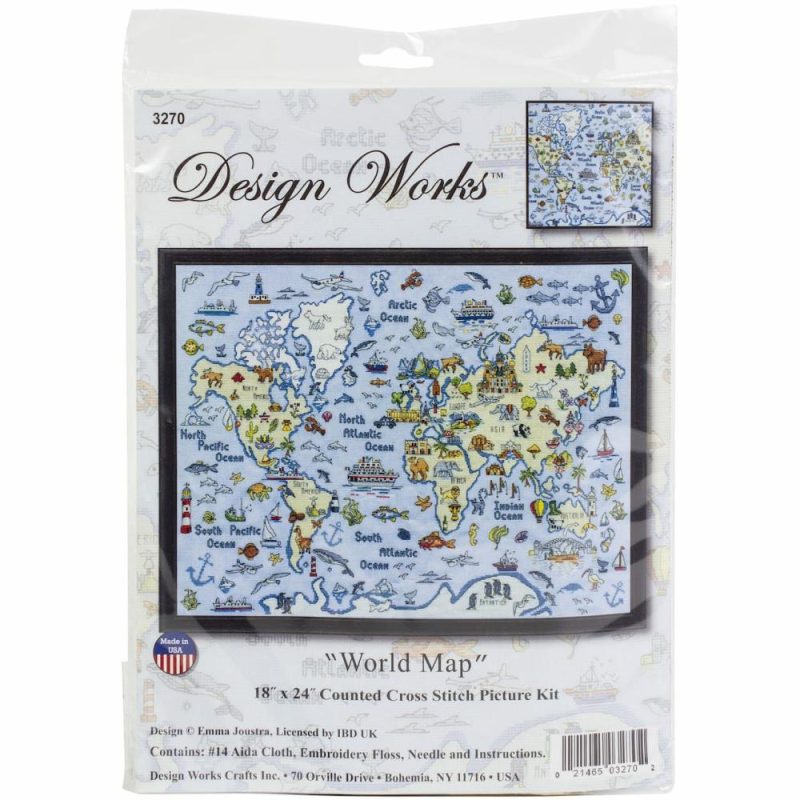 World Map Counted Cross Stitch Kit  |   Cross Stitch & Embroidery Cross Stitch & Embroidery Cross Stitch & Embroidery