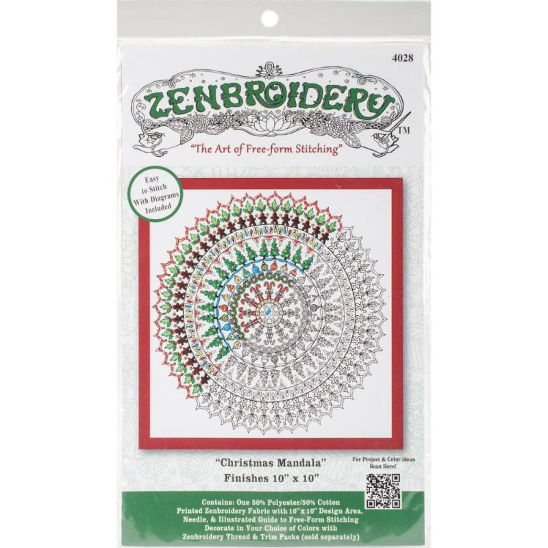 Zenbroidery™ Christmas Mandala Stamped Embroidery Kit  |   Cross Stitch & Embroidery Cross Stitch & Embroidery Cross Stitch & Embroidery