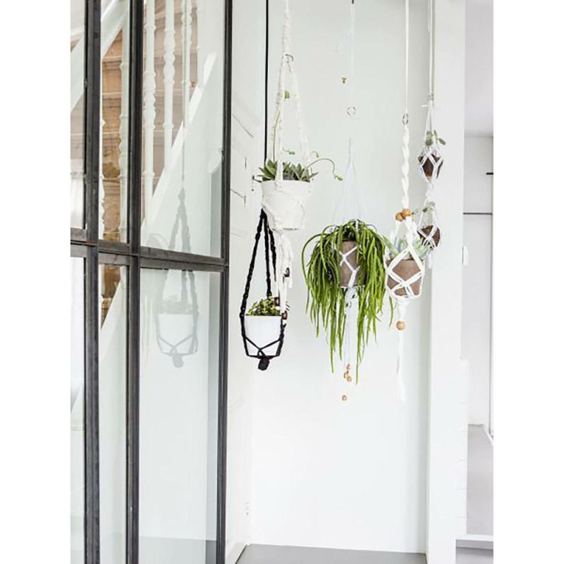 Zpagetti Yarn Macrame Hanging Basket Kit Gray |   Macrame Macrame Gray