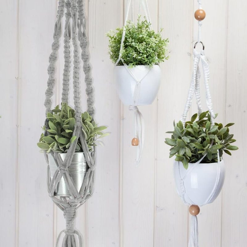 Zpagetti Yarn Macrame Hanging Basket Kit Gray |   Macrame Macrame Gray