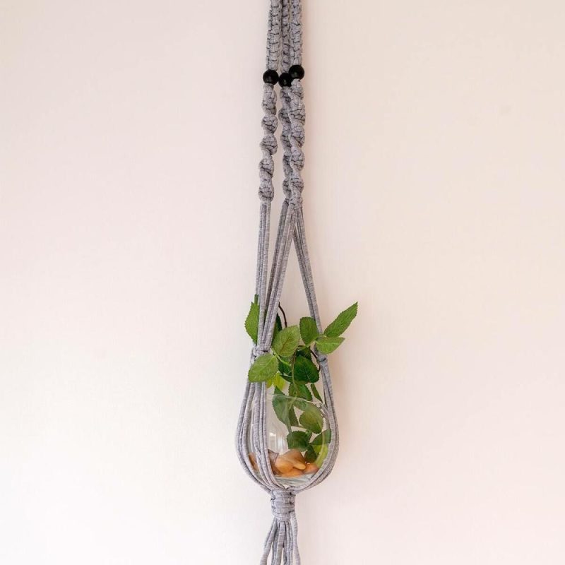 Zpagetti Yarn Macrame Hanging Basket Kit Gray |   Macrame Macrame Gray