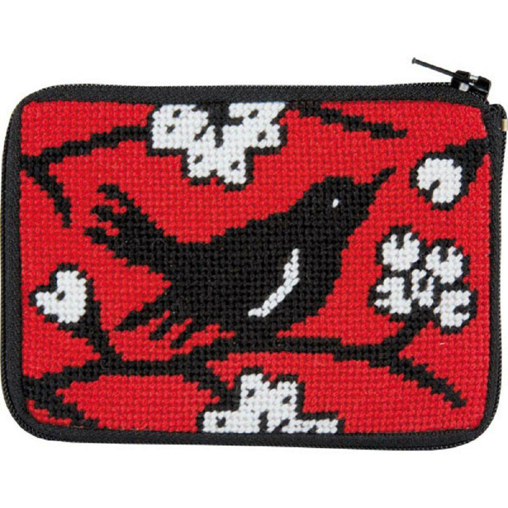 Stitch and Zip Blackbird Needlepoint Coin Purse Kit Multicolor |   Needlepoint Needlepoint Multicolor