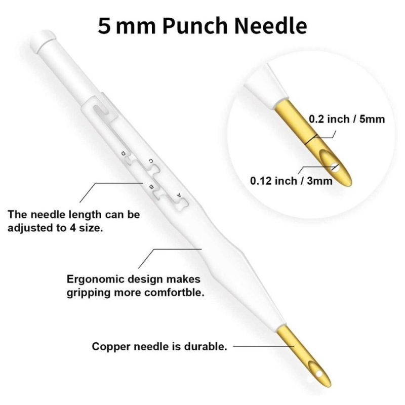 Embroidery Punch Rug Punch Beginner Kit, 2 Different Adjustable Punch Needle Tool with 9″x9″ Monk’s Cloth and Pita Cloth  |   Rug Tufting Needlework & Fiber Arts Rug Tufting