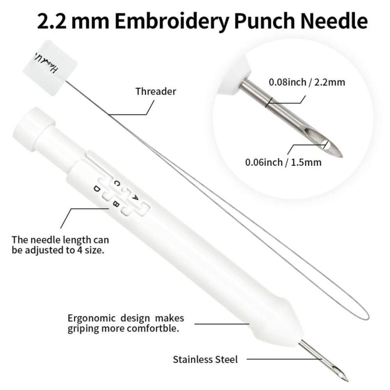 Embroidery Punch Rug Punch Beginner Kit, 2 Different Adjustable Punch Needle Tool with 9″x9″ Monk’s Cloth and Pita Cloth  |   Rug Tufting Needlework & Fiber Arts Rug Tufting