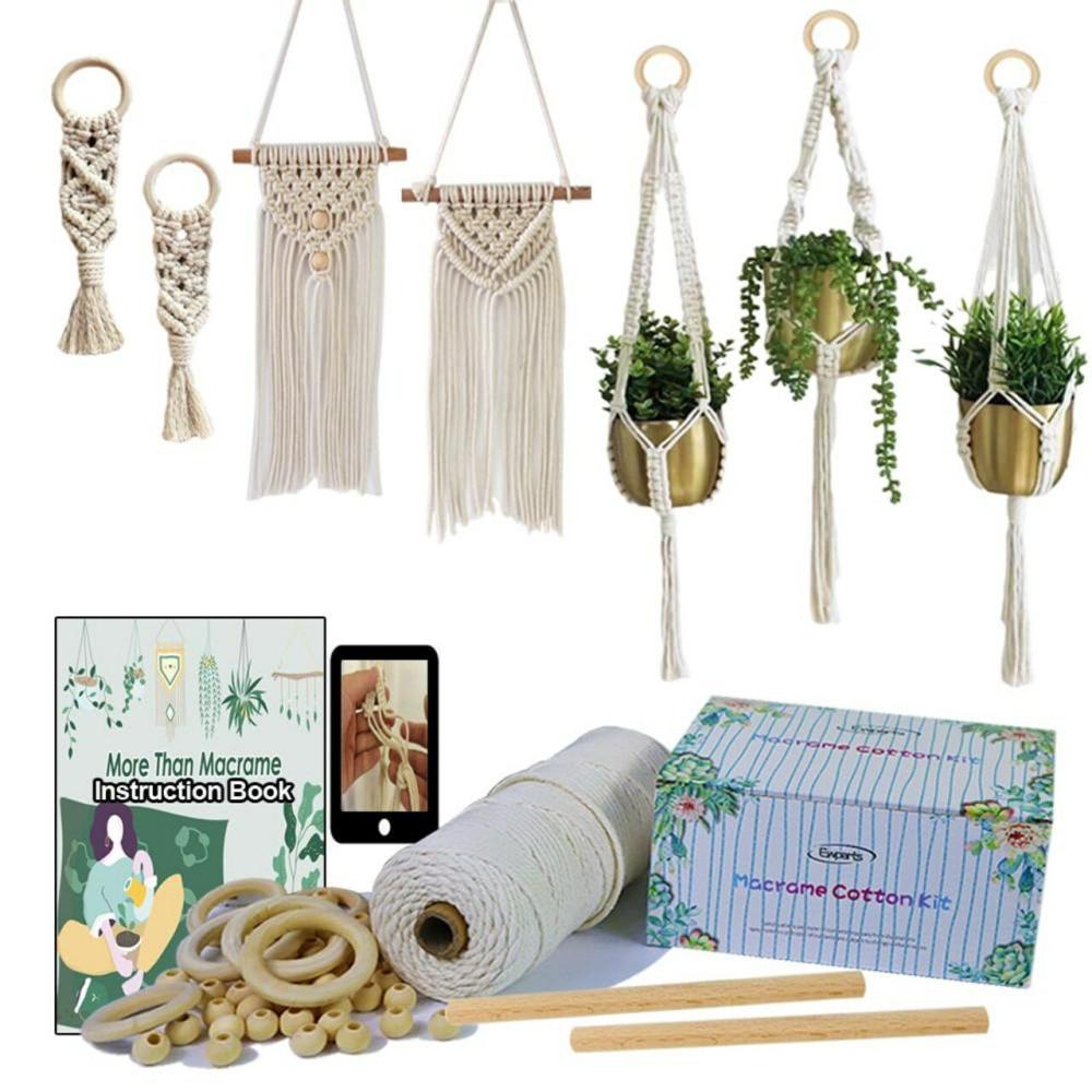 Macrame Kits for Adults Beginners Supplier Wood Beads,Rings,Wooden Dowel for Macrame Plant Hangers,Macrame Wall Hanging with Instruction for Macrame Starters  |   Macrame Macrame Macrame