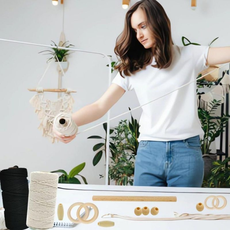 Macrame Kits for Adults Beginners Supplier Wood Beads,Rings,Wooden Dowel for Macrame Plant Hangers,Macrame Wall Hanging with Instruction for Macrame Starters  |   Macrame Macrame Macrame