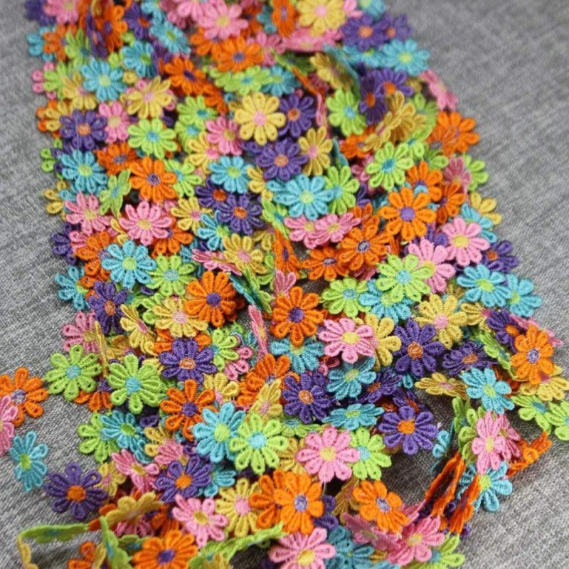 Colorful Daisy Flower Lace Trim Knitting Wedding Embroidered DIY Handmade Patchwork Ribbon Sewing Supplies Crafts 2.5CM Wide 7Yards/Lot  |   Knitting Supplies Knitting & Crochet Knitting Supplies