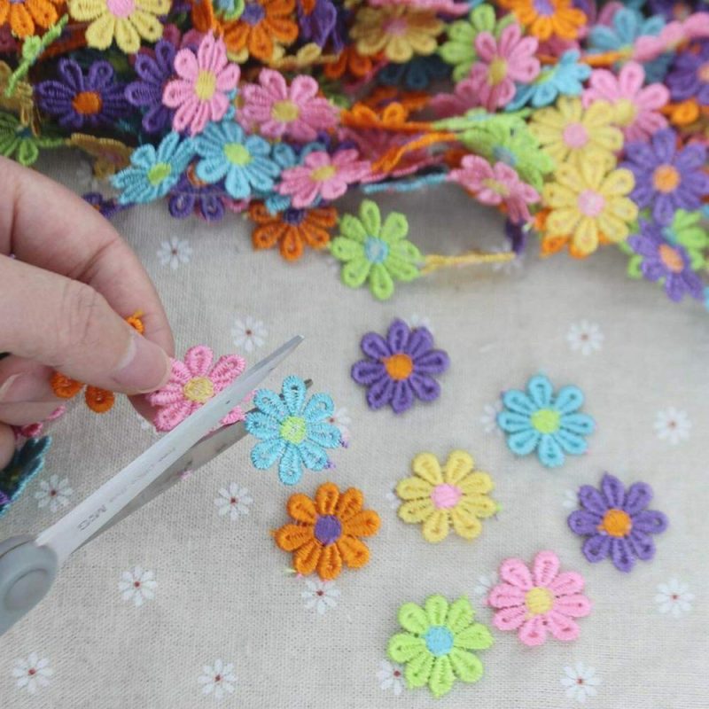 Colorful Daisy Flower Lace Trim Knitting Wedding Embroidered DIY Handmade Patchwork Ribbon Sewing Supplies Crafts 2.5CM Wide 7Yards/Lot  |   Knitting Supplies Knitting & Crochet Knitting Supplies