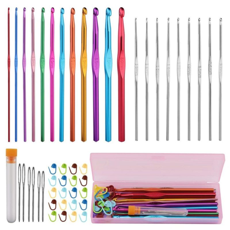 48 PCS Crochet Hooks Set, 21 Sizes Crochet Needles with Case, Ergonomic Knitting Needles, Crochet Hooks Kit with Crochet Accessories Stitch Markers Blunt Needles for Crocheting Yarn  |   Crochet Supplies Crochet Supplies Crochet Supplies