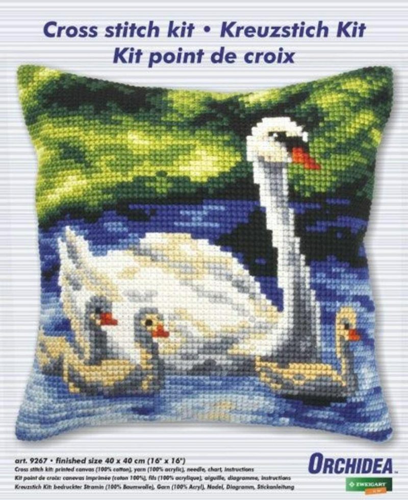 Cushion cross stitch kit  “Swans family” 9267  |   Cross Stitch & Embroidery Cross Stitch & Embroidery Cross Stitch & Embroidery