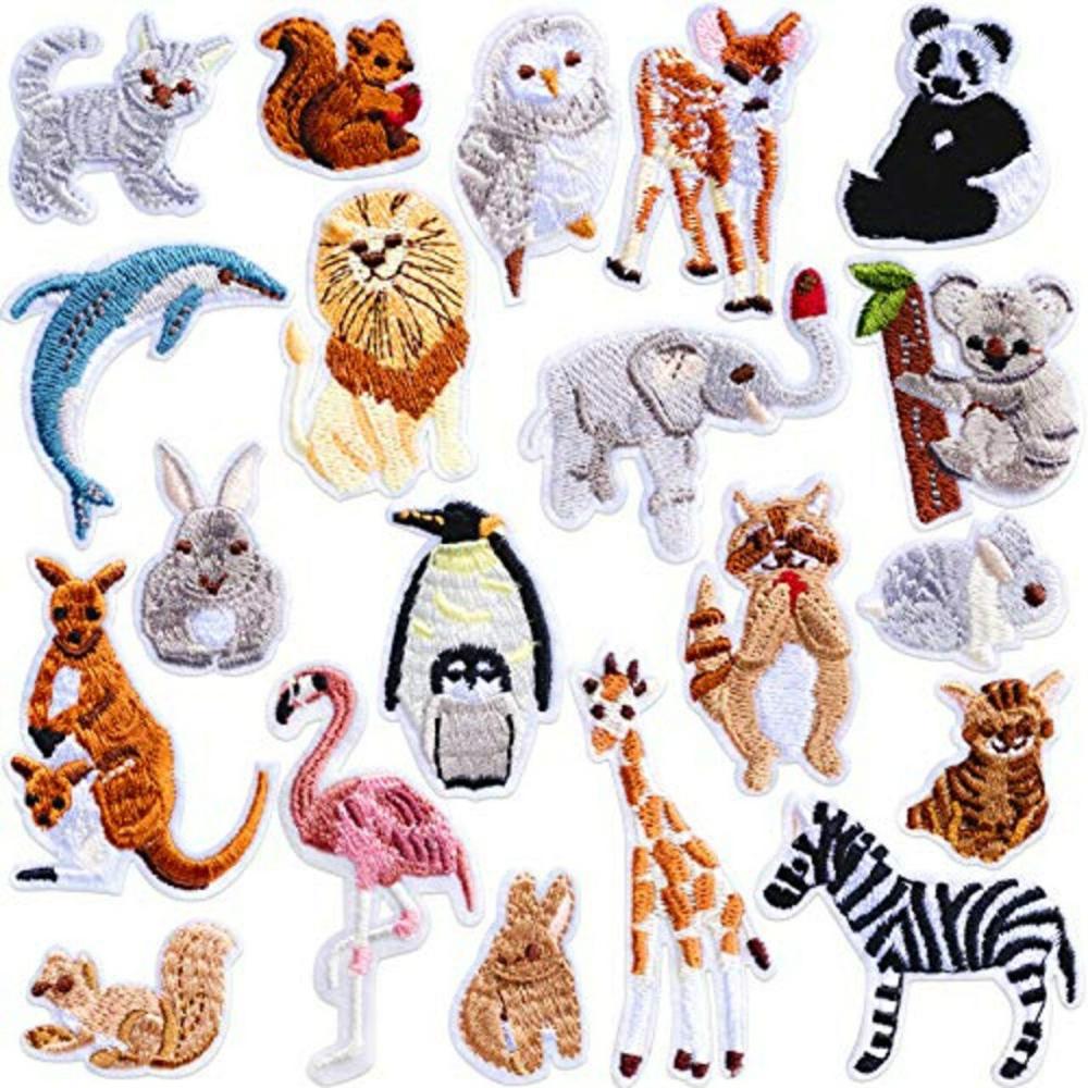 PAGOW 20PCS Animals Embroidered Patches, Zoo Animals Iron on Patches, Cute Embroidered Panda Giraffe Lion Flamingo Squirrel Rabbit Sewing Patches DIY Appliques for Shoes Clothes Backpacks Caps  |   Knitting Supplies Knitting & Crochet Knitting Supplies