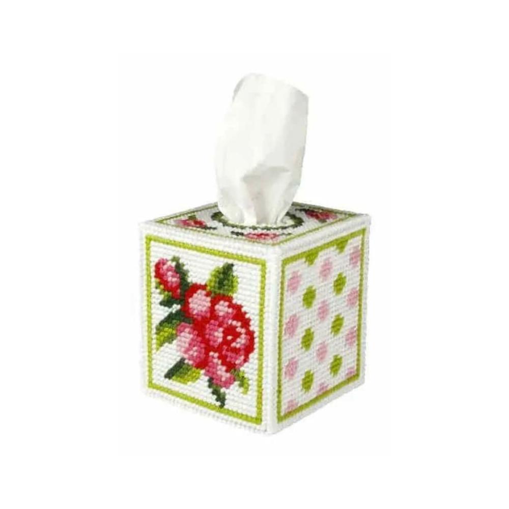 Tissue Box Cover – Needlepoint (Halfstitch) Kit Rose  |   Needlepoint Needlepoint Needlepoint