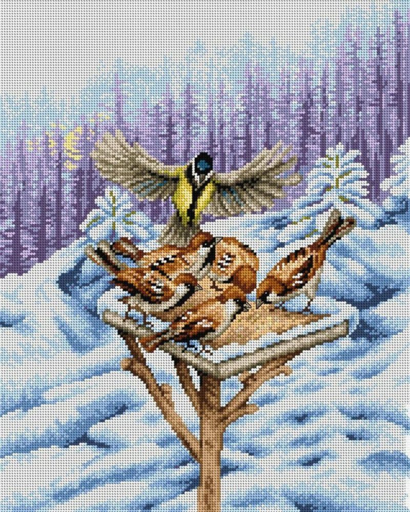 Winter Feeder 228Needlepoint canvas for halfstitch without yarn  |   Needlepoint Needlepoint Needlepoint